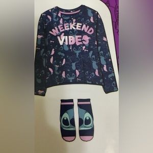 💥Disney Stitch PJ Top with Socks💥 NWT
